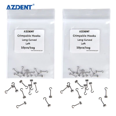 Azdent Dental 왼쪽 긴 곡선 5.5mm 치과 교정용 압착 가능 후크